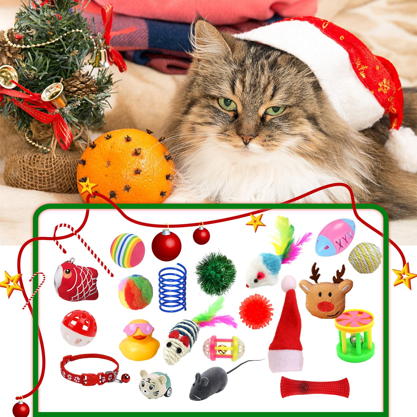 Christmas Blind Box Calendar24 Grid Countdown Cat Toys