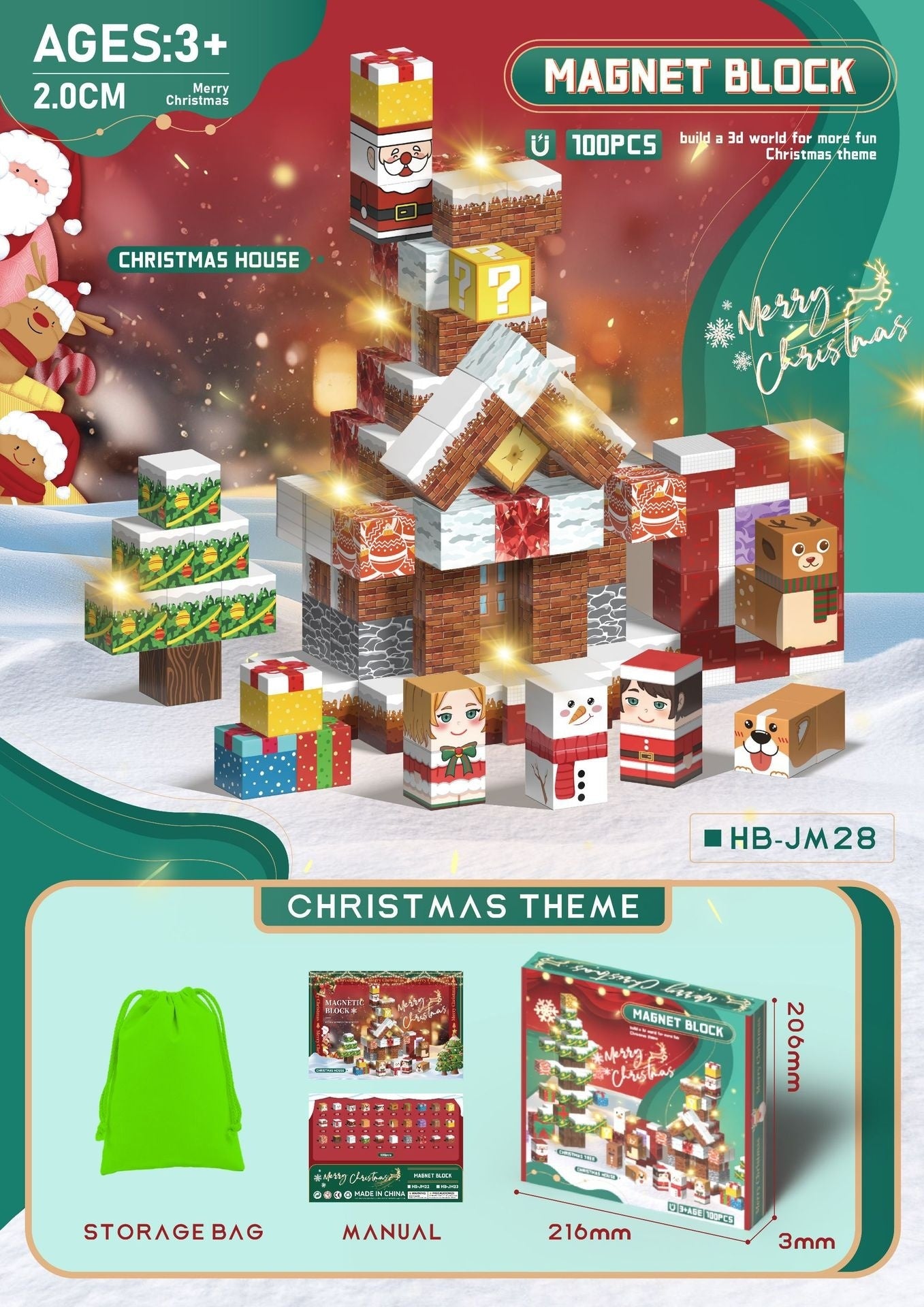 Magnetic Building Countdown 24 Calendar Blind Box Magnetic Block Christmas Advent Gift Children's Toys