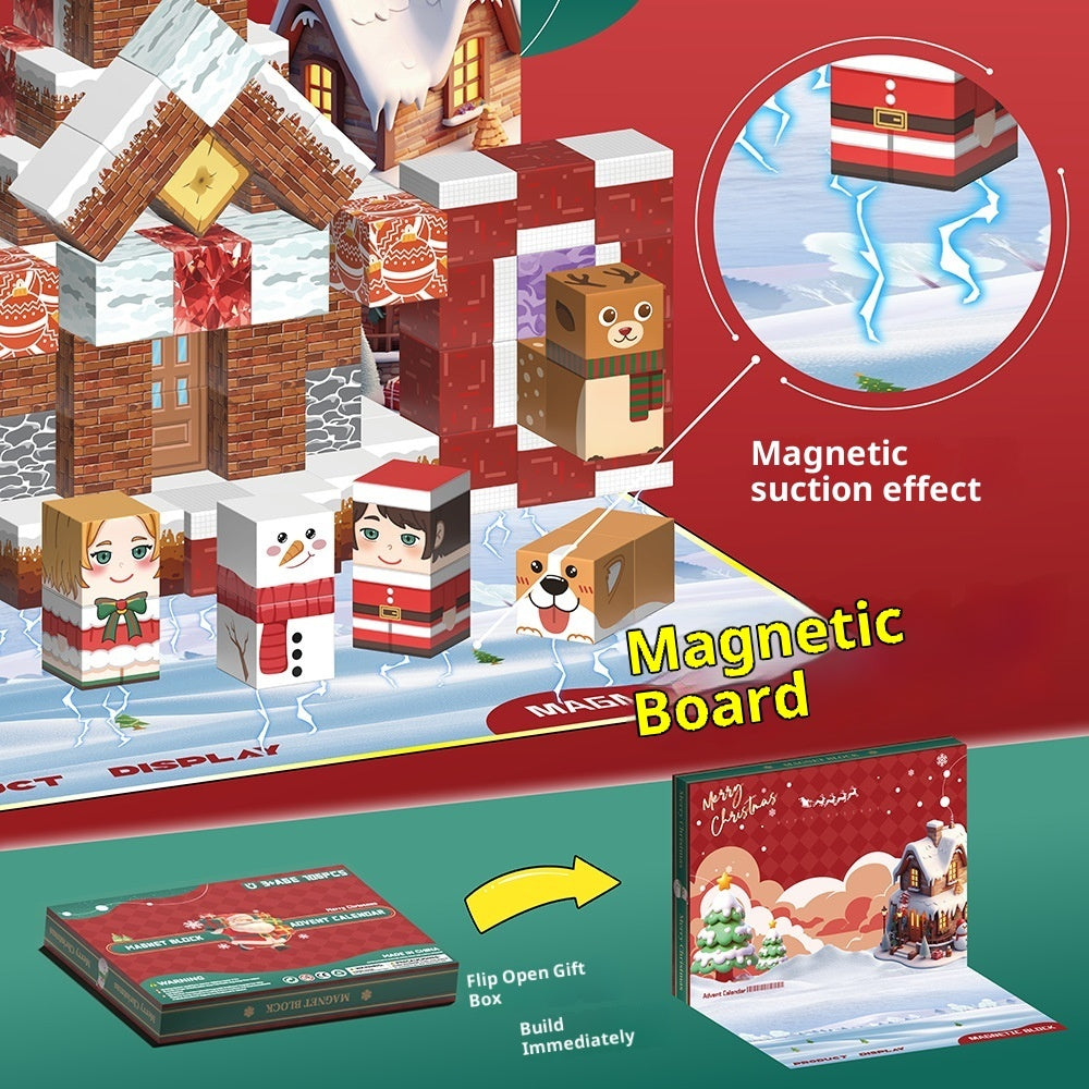 Magnetic Building Countdown 24 Calendar Blind Box Magnetic Block Christmas Advent Gift Children's Toys
