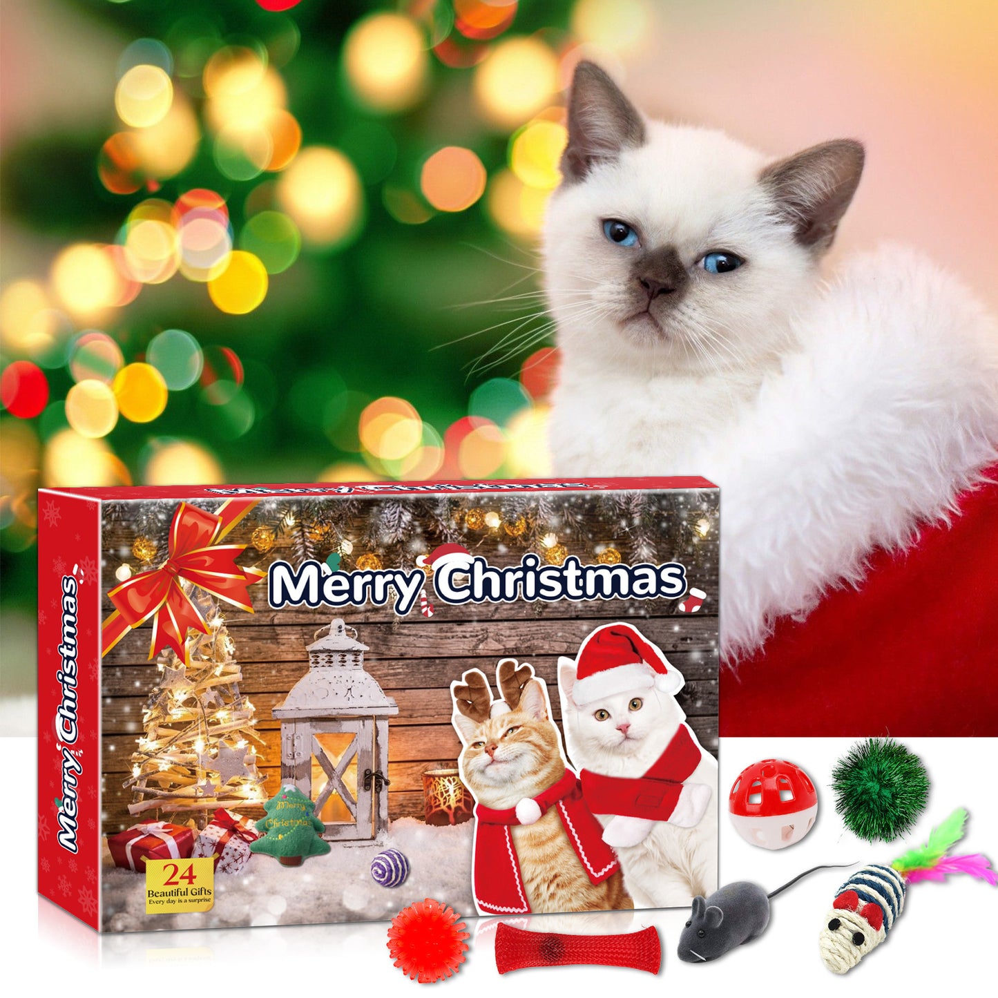 Christmas Blind Box Calendar24 Grid Countdown Cat Toys