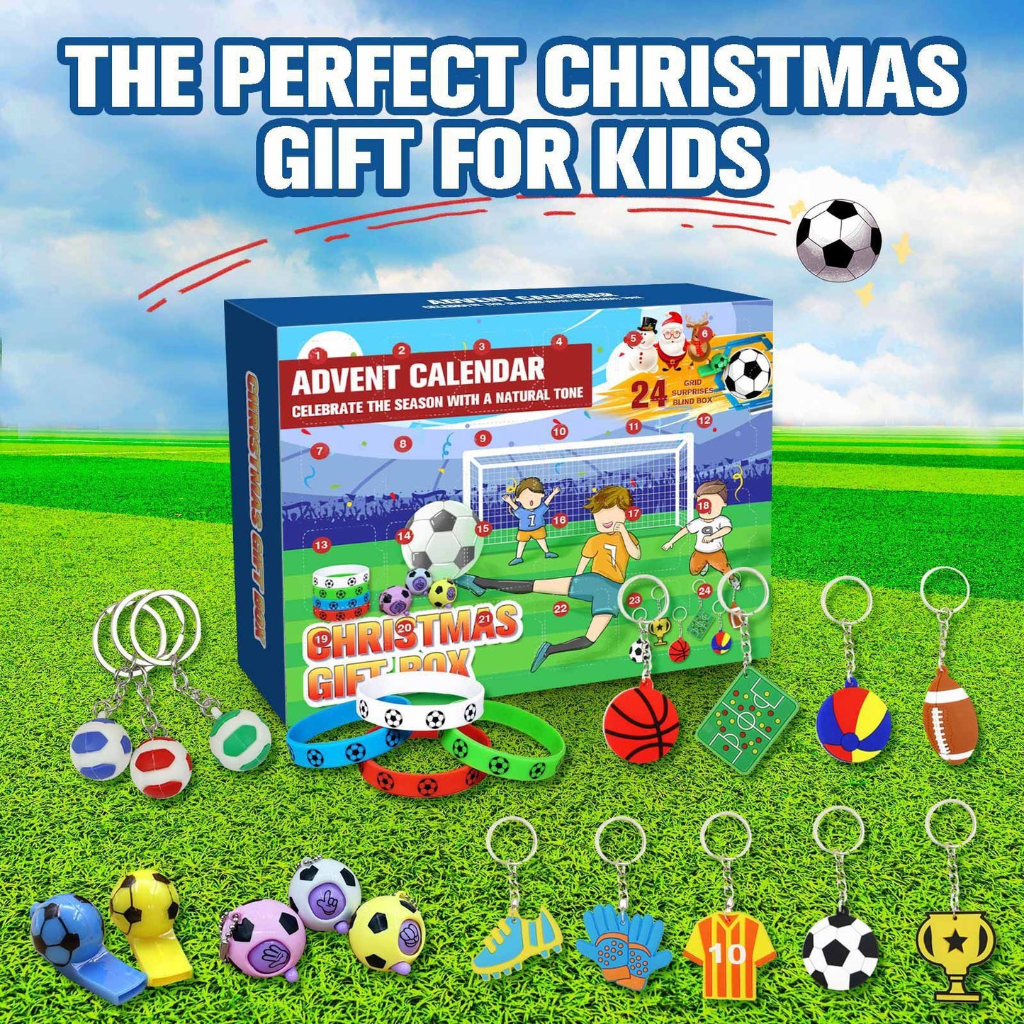 World Cup Football Toys Advent Calendar 24 Grid Countdown Blind Box Christmas Children's Football Toys