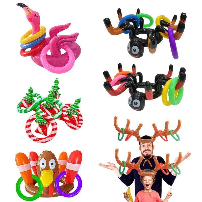 Christmas Inflatable Toys Antlers Head Ferrule Elk Horn Antlers Headband Throwing Ring Ferrule Inflatable Crutch