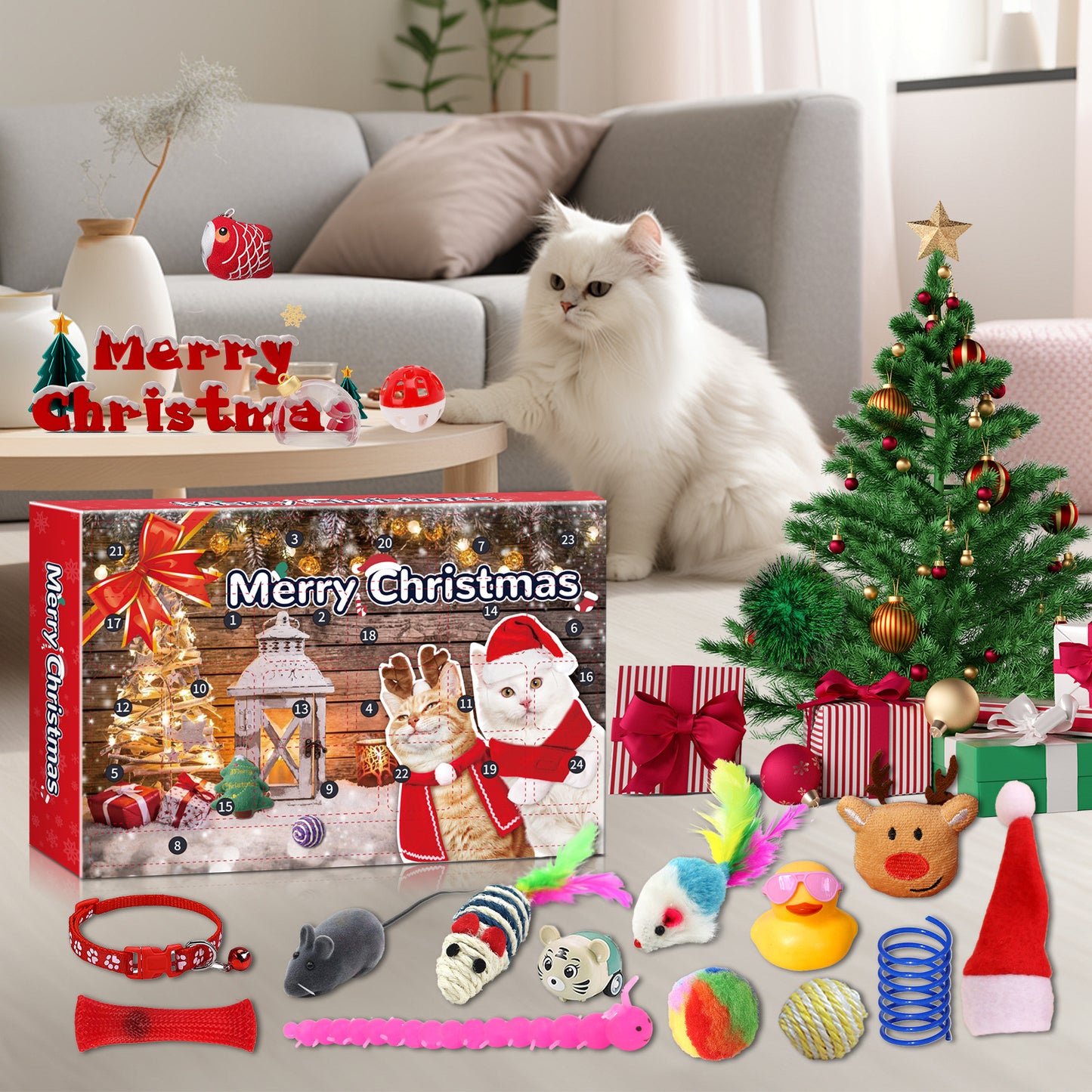 Christmas Blind Box Calendar24 Grid Countdown Cat Toys