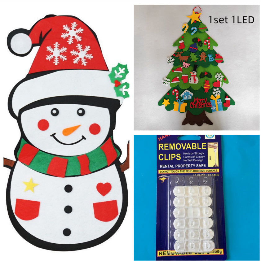 DIY Felt Christmas Tree New Year Toddler Kids Handmade Gift Toys Door Wall Hanging Ornaments Holiday Party Home Decor Set